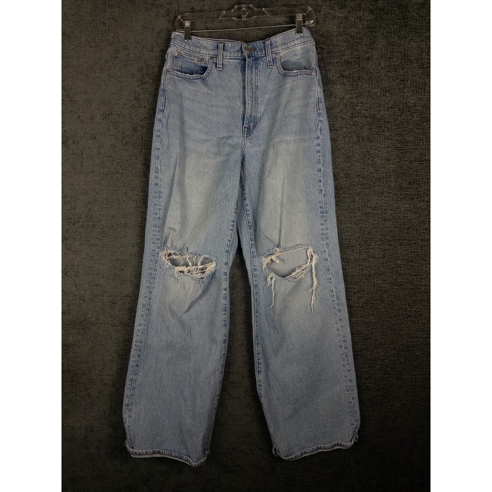 Madewell Super Wide Leg Jeans Womens 29 Light Wash Distressed Denim Streetwear